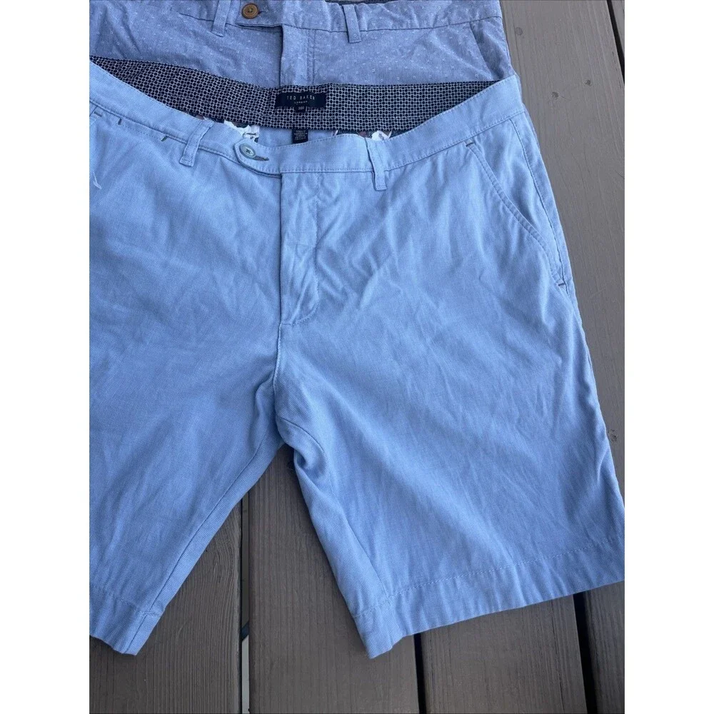 TED BAKER London Lot of 2 Men's Chino Shorts Flat Front Summer Wear Blue Size 38